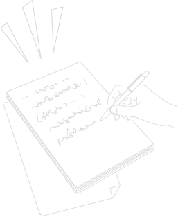 ノートに文字を書いているイラスト(線画)